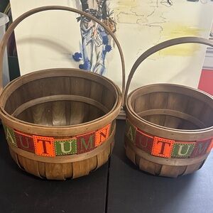 Autumn egg baskets with handle set of 2